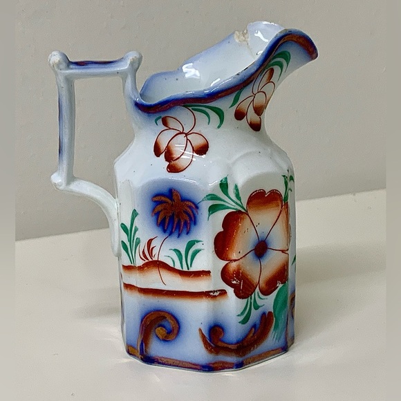 19th Century Antique Gaudy Welsh PAGODA Hexagonal Lustreware Pitcher Jug - Picture 3 of 16